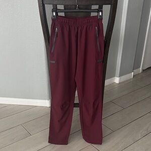 Burgundy Athletic Joggers with Zipper Pockets